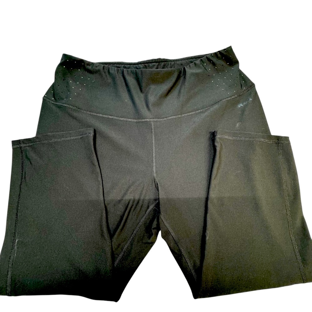 RBX‎ Black Sweatpants EUC with Elastic Waistband w/peek a boo green-Tapered Legs